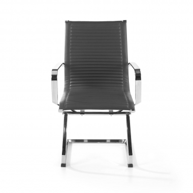 visitor chair gray chromed frame faux leather synthetic leather fixed armrests 3