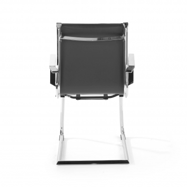 visitor chair gray chromed frame faux leather synthetic leather fixed armrests 7