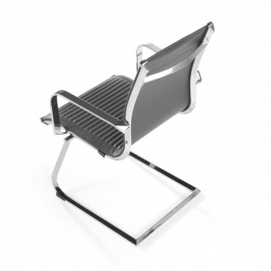 visitor chair gray chromed frame faux leather synthetic leather fixed armrests 8