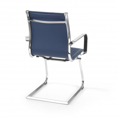 visitor chair blue chromed frame faux leather synthetic leather fixed armrests 6