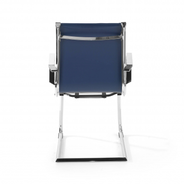visitor chair blue chromed frame faux leather synthetic leather fixed armrests 7