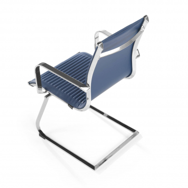 visitor chair blue chromed frame faux leather synthetic leather fixed armrests 8