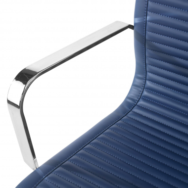 visitor chair blue chromed frame faux leather synthetic leather fixed armrests 5