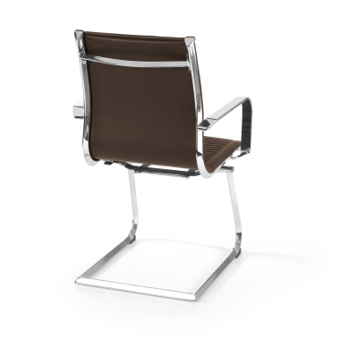 visitor chair brown chromed frame faux leather synthetic leather fixed armrests 6