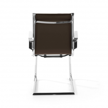 visitor chair brown chromed frame faux leather synthetic leather fixed armrests 7