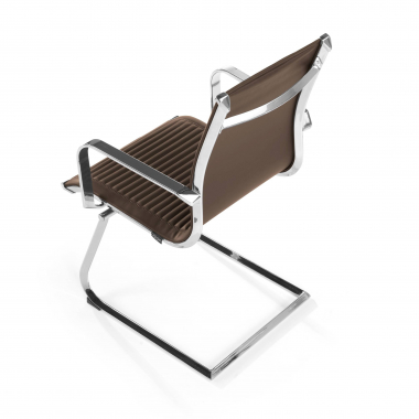 visitor chair brown chromed frame faux leather synthetic leather fixed armrests 8