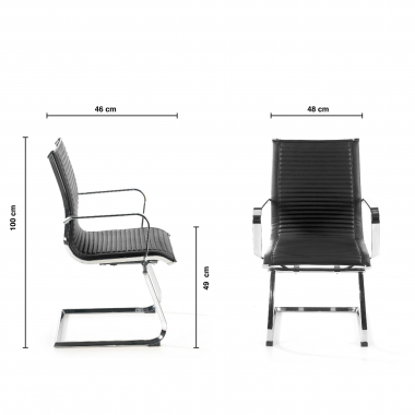 visitor chair brown chromed frame faux leather synthetic leather fixed armrests 9