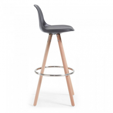 kitchen stool black stool wooden legs synthetic leather no armrests 3