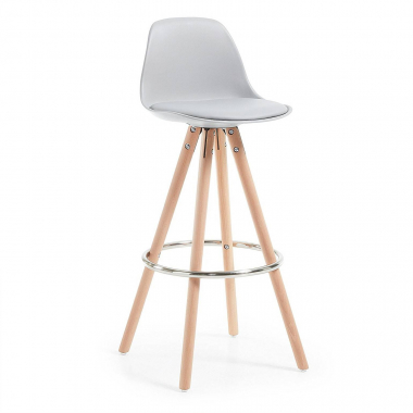 kitchen stool gray stool wooden legs synthetic leather no armrests 1