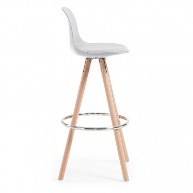kitchen stool gray stool wooden legs synthetic leather no armrests 3