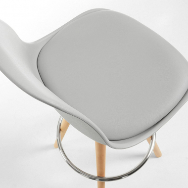 kitchen stool gray stool wooden legs synthetic leather no armrests 4