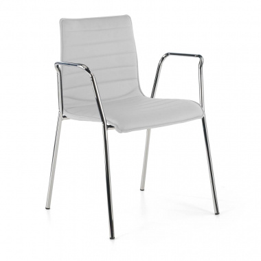 visitor chair white with arms synthetic leather fixed armrests 1