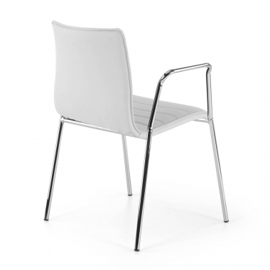 visitor chair white with arms synthetic leather fixed armrests 6