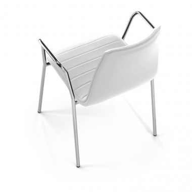 visitor chair white with arms synthetic leather fixed armrests 4