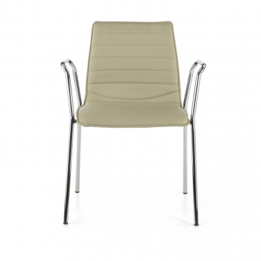visitor chair beige with arms synthetic leather fixed armrests 3