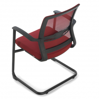 visitor chair red alpha mesh fixed armrests 8