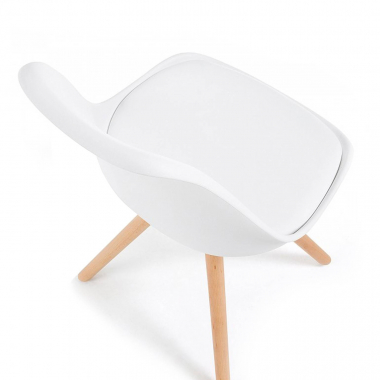 scandinavian chair white chair wooden legs plastic no armrests 4