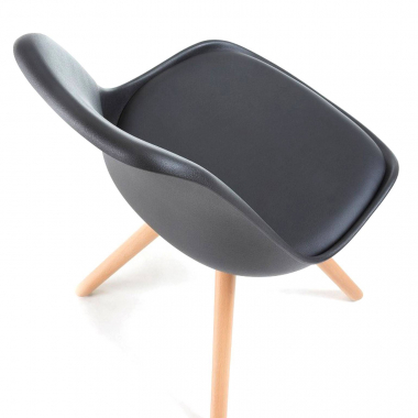 scandinavian chair black chair wooden legs plastic no armrests 5