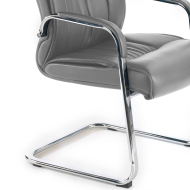 visitor chair gray sled base natural leather natural skin upholstered armrests 7