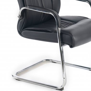 visitor chair black sled base faux leather synthetic leather upholstered armrests 7