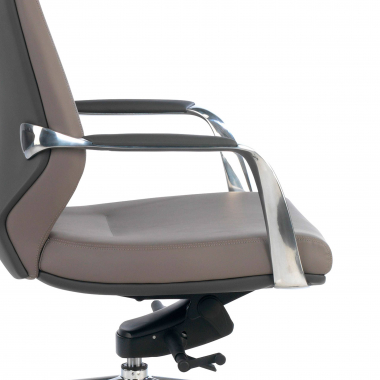 office chair gray low back bicolor synthetic leather upholstered armrests 5