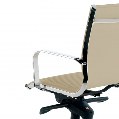 office chair beige chromed frame faux leather synthetic leather fixed armrests 5