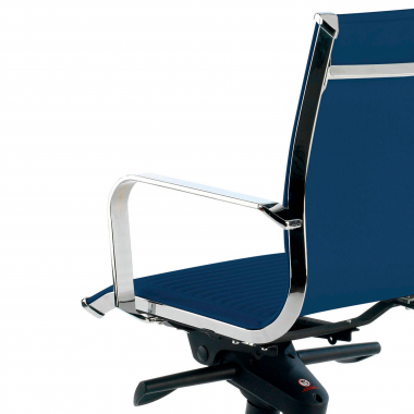 office chair blue chromed frame faux leather synthetic leather fixed armrests 4