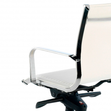 office chair white chromed frame faux leather synthetic leather fixed armrests 5
