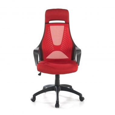 office chair red black frame mesh fixed armrests headrest 3