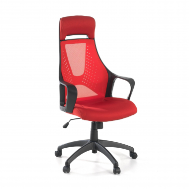 office chair red black frame mesh fixed armrests headrest 1