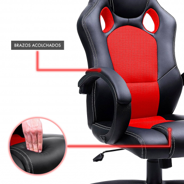 gaming chair red racer synthetic leather fixed armrests 7