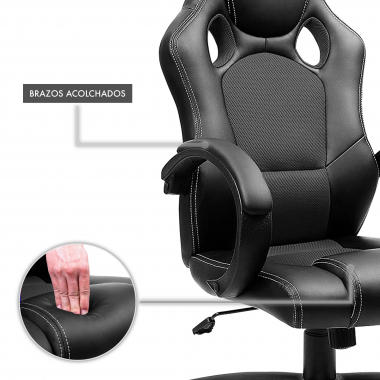 gaming chair black racer synthetic leather fixed armrests 7