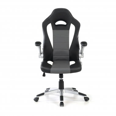 gaming chair gray lotus synthetic leather flip up armrests 3
