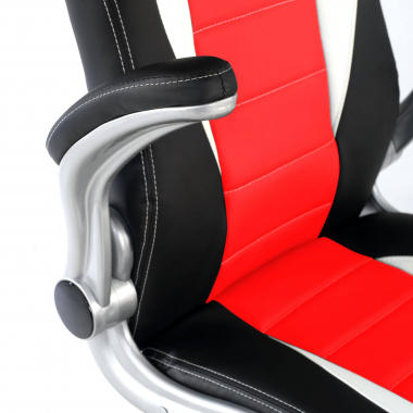 gaming chair red lotus synthetic leather flip up armrests 5