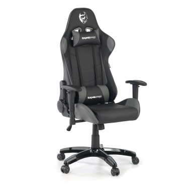 gaming chair gray game pro synthetic leather movable armrests lumbar and cervical cushion headrest 1