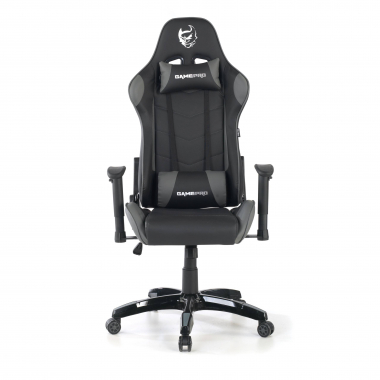 gaming chair gray game pro synthetic leather movable armrests lumbar and cervical cushion headrest 4