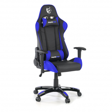 gaming chair blue game pro synthetic leather movable armrests lumbar and cervical cushion headrest 1