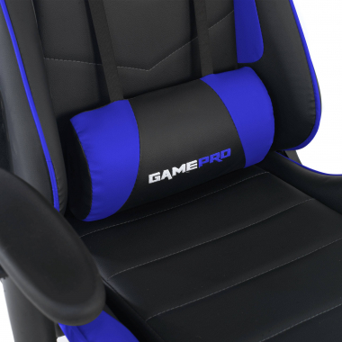 gaming chair blue game pro synthetic leather movable armrests lumbar and cervical cushion headrest 6