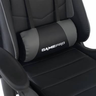 gaming chair gray game pro synthetic leather movable armrests lumbar and cervical cushion headrest 6