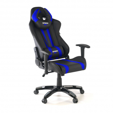 gaming chair blue spider synthetic leather movable armrests lumbar and cervical cushion headrest 7