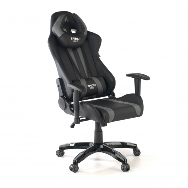 gaming chair gray spider synthetic leather movable armrests lumbar and cervical cushion headrest 8