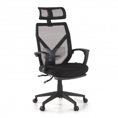 office chair black neo mesh fixed armrests headrest extendable footrest 1