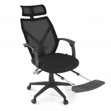 office chair black neo mesh fixed armrests headrest extendable footrest 9
