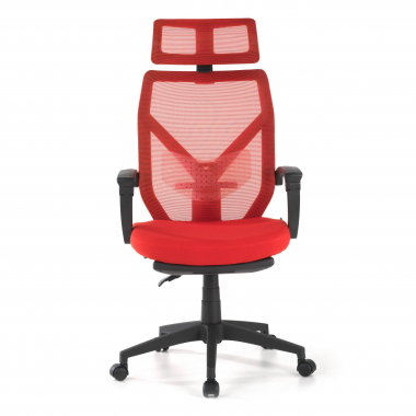 office chair red neo mesh fixed armrests headrest extendable footrest 3