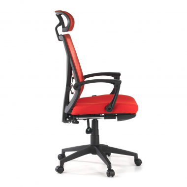 office chair red neo mesh fixed armrests headrest extendable footrest 6