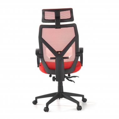 office chair red neo mesh fixed armrests headrest extendable footrest 7