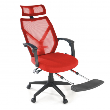 office chair red neo mesh fixed armrests headrest extendable footrest 8