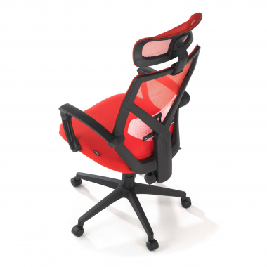 office chair red neo mesh fixed armrests headrest extendable footrest 9