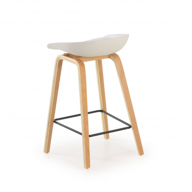 kitchen stool white stool wooden legs synthetic leather no armrests 5