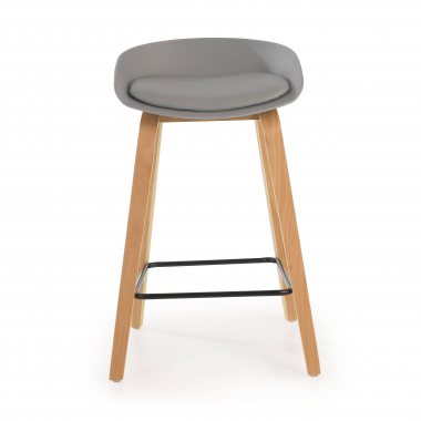 kitchen stool gray stool wooden legs synthetic leather no armrests 3